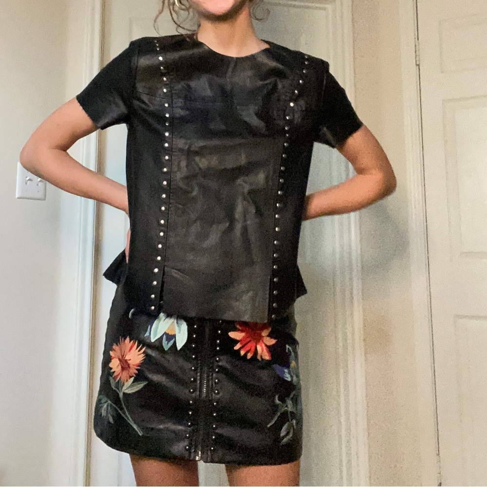 Leather skirt set